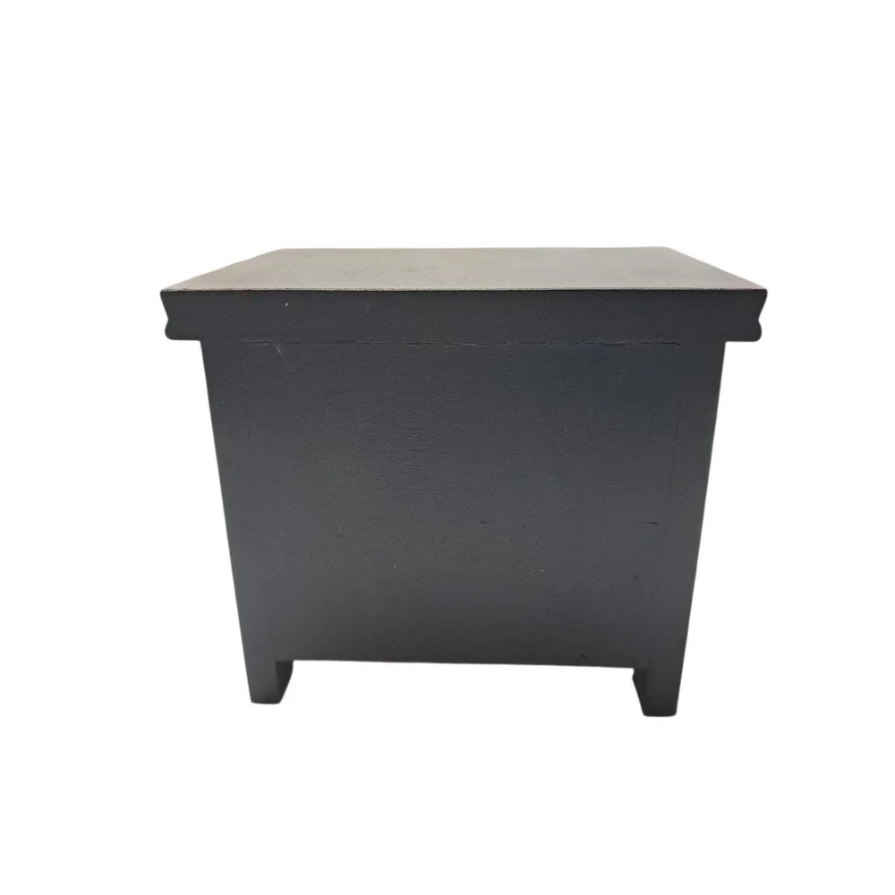 Wooden Spice Or Condiment Box w/Ceramic Cow Drawer Organizer Storage Cottagecore